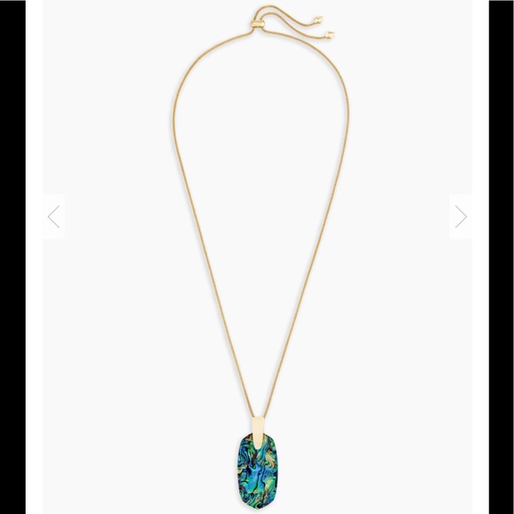 Inez Gold Long Pendant Necklace In Abalone Shell - Picture 2 of 4